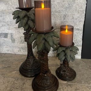 Set of 3 pillar candle holders~very unique